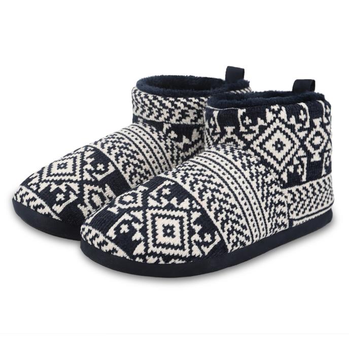 totes toasties® Mens Fairisle Boot Slipper Navy Fairisle Extra Image 2